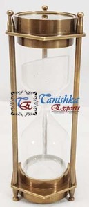 Sablier antique en laiton fait à la main, boussole nautique marine, sablier avec plateau en verre, décoration de bureau à domicile, cadeau de collection - Product Image 5