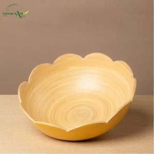 Floral Curve Spun Bamboo Bowl Premium Natural Eco-Friendly Non-Toxic Country Design Party Use <b>Tableware</b> - Product Image 1