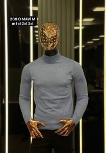 Pull en maille jacquard pour homme OEM, 100 % coton, motif rayé avec logo frontal, chaud pour la saison froide - Product Image 3