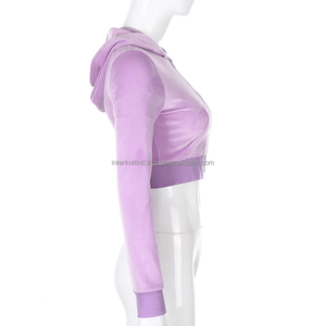 Sweat-shirts à capuche zippés en polaire pour femmes, coupe ajustée, manches courtes, mode automne 2026, style streetwear - Product Image 2