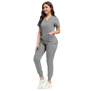 Vêtement de travail unisexe pour infirmières, femmes, haut décontracté à manches courtes, pharmacie, travail médical, hôpital, uniforme de médecin, infirmière, col en V, jogging - Product Image 5