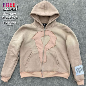 Sweat à capuche personnalisé sans ficelle déchirures lourdes sérigraphie logo sweats à capuche pull lavé à l'acide sweats à capuche - Product Image 4