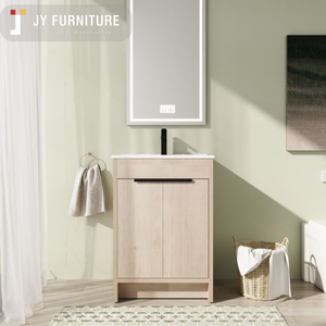 Ensemble de meuble-lavabo autoportant moderne avec miroir, personnalisé par JY Project, vente directe du Vietnam, vasque en céramique de luxe, rangement, garantie 5 ans - Product Image 5