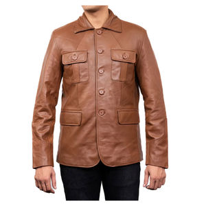 Chaquetas de piel auténtica con logotipo personalizado para hombre, prendas de vestir exteriores elegantes para motorista, abrigo cálido de invierno a la moda para ropa de calle - Product Image 3