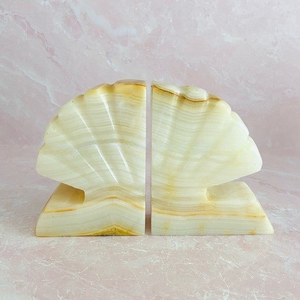 Paire d'entretoises à livres élégantes en marbre onyx sculpté, pierre naturelle, faites à la main, décoratives, pour bureau, maison, bibliothèque, organisateur, cadeau pour lecteurs - Product Image 1