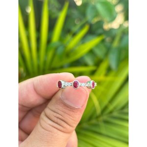 925 <b>Silver</b> Natural Ruby <b>Statement</b> <b>Ring</b> 24K Gold Plated Boho Style Romantic Everyday Wear Gemstone <b>Ring</b> - Product Image 1