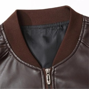 Chaqueta Casual de Hombre Primavera 2026, Diseño Sólido con Cuello Alto y Cremallera, Chaqueta Varsity Vintage con Capucha de Piel de Vaca, Diseño Frontal de Moda Otoñal - Product Image 5