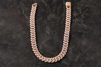 Collier chaîne cubaine élégant pour homme, diamant de laboratoire, bijoux de luxe, plaqué or 14 carats, style hip-hop, diamants incrustés