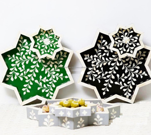 Home Accent Bone Inlay Serving Tray for <b>Tabletops</b> and Living Spaces for Worldwide Supply from Indian Exporter - Product Image 3