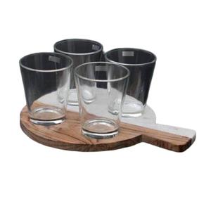 Tabla de cortar de verduras y frutas de mármol y madera para uso en la cocina Tabla de cortar con forma de pez con mármol gris y acabado de madera - Product Image 3