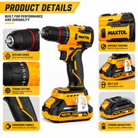 Perceuse sans fil multifonctionnelle professionnelle à vitesse variable Maxtol A3119 20V Brushless 50Nm 10mm Max Métal OEM
