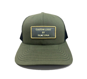 Gorra de camionero con parche tejido de 6 paneles personalizada de Injae Vina Factory, gorra deportiva de malla transpirable de alta calidad, estilo elegante y enérgico - Product Image 1
