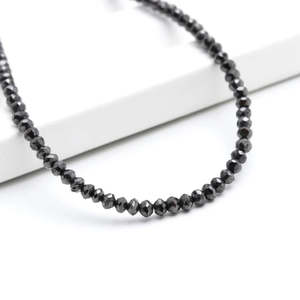 Black Diamond Faceted Rondelle <b>Beads</b> 2-3mm Sparkling Fine Beaded <b>Necklaces</b> - Product Image 1
