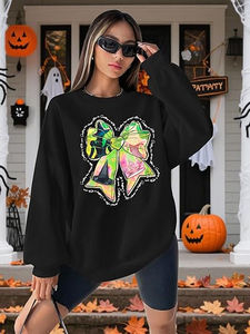 เสื้อกันหนาวผู้หญิงลายโบว์น่ารักขนาดใหญ่เป็นมิตรต่อสิ่งแวดล้อม, เสื้อสวมหัวเสื้อแฟชั่นใหม่2025ฤดูหนาวฤดูฮัลโลวีน - Product Image 3