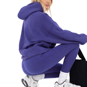 Sweat à capuche oversize pour femme en coton 50% et polyester 50%, couleur violet foncé, streetwear, épaules tombantes, coupe décontractée, mode, vêtements d'hiver - Product Image 6
