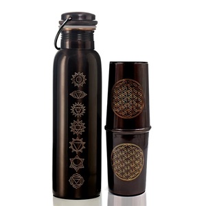 Black Enamel Print Shiny Polished <b>Copper</b> <b>Bottle</b> with Ring Hand Grip & Rope for Outdoor Use-Health Benefits Energy <b>Drink</b> Storage - Product Image 4