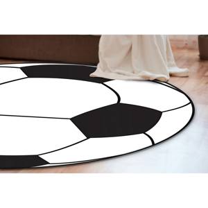 Tapis rond en forme de ballon de football : tapis décoratif sportif antidérapant, tapis fin non tissé - Product Image 5