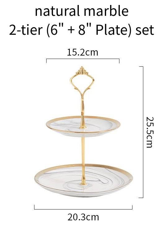 ชุดจานหินอ่อนธรรมชาติ 2 ชั้น (จานขนาด 6 นิ้ว + 8 นิ้ว)