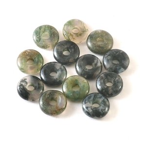 Piedra preciosa suelta con forma de donut tallada de ágata musgosa para collar, colgante, suministros para hacer joyas, diseño de centro de piedras preciosas superiores, selección 2025 - Product Image 4