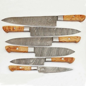 มีดเชฟเหล็กดามัสกัสทำมือ5ชิ้นชุดบริสุทธิ์หลายสี - Product Image 1