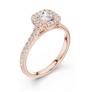 1.202 CT Round Brilliant Lab Diamond Halo <b>Ring</b> for Women VVS-VS EF Clarity 18KT, 14KT, 10KT Gold & 925 Silver Rose, - Product Image 5