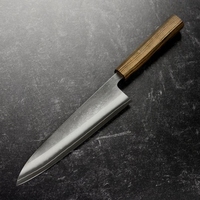 Couteau de Chef Japonais en Damas Personnalisé PRESTIGE BLADES, Finition Brossée Moderne, Manche en Bois, Acier Carbone de Haute Qualité, Vente en Gros