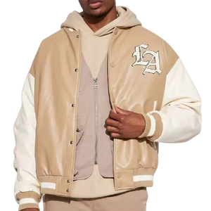 OEM personalizado bordado Varsity chaqueta de los hombres de cuero grueso hombro manga Bomber béisbol chaqueta de vuelo suelta para el invierno - Product Image 2