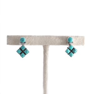 Turquoise Gemstone 925 Sterling Silver <b>Fine</b> <b>Stud</b> <b>Earrings</b> Gold Wedding Gift for Her Blue Blue <b>Earrings</b> - Product Image 1