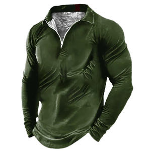 Polo personnalisé à manches longues avec fermeture éclair pour hommes chemise de course quart de fermeture éclair pull séchage rapide polos athlétiques - Product Image 5