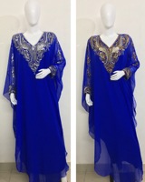 Kaftan de soirée arabe ODM glamour à sequins, brodé de perles, longueur ras du sol, avec fente, manches longues, taille naturelle, pour adultes