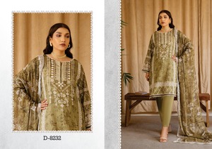Alta calidad pakistaní Shalwar Kameez Exportación Calidad Señoras Algodón/Trajes estampados de césped con material de vestido de seda - Product Image 3