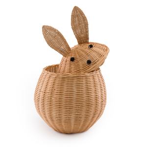 Cesta de almacenamiento de Pascua, lindas cestas de ratán para niños, cesta económica con tapa de orejas de conejo - Product Image 5