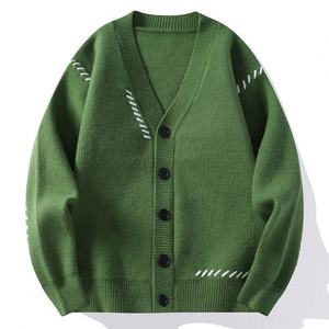 Cárdigan de Punto Informal Personalizado, Suéter de Punto Holgado y Transpirable de Algodón, Cárdigan de Punto para Hombre - Product Image 1