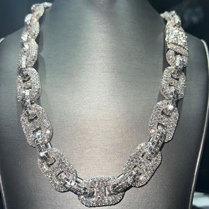 Nueva moda 925 plata esterlina personalizada diamante helado Cadena de 18 mm con diamantes blancos Cadena de estilo Hip Hop Unisex - Product Image 6