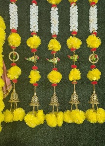 Marigold Mogra cloche guirlande avec perroquet maison Temple décoration indien mariage guirlande fleur cordes Haldi Mehndi scène toile de fond - Product Image 3