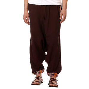 Pantalon de yoga écologique 100% coton pour hommes Taille libre Aladdin High Tribal Nepali Hippy Boho Style Loose Casual Canvas Lightweight - Product Image 1