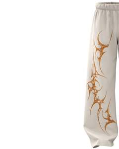 Pantalones Deportivos Holgados con Estampado Tribal Beige Personalizados, Pantalones Jogger de Pierna Ancha para Mujer, Estilo Urbano, Pantalones Casuales de Felpa de Gran Tamaño, Estilo Hip Hop - Product Image 2