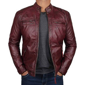 Veste de moto en cuir marron foncé avec poches zippées Veste en cuir d'agneau véritable Veste décontractée marron pour homme - Product Image 4