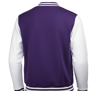 Chaqueta Universitaria Estilo Urbano con Mangas de Lana y Cuero Vacuno, Cuello Alto, Chaqueta Universitaria Americana de Moda para Mujer - Product Image 2