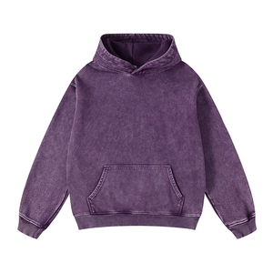 Nouvelle arrivée 2025 Logo personnalisé poids lourd Vintage lavage à l'acide hiver hommes grande taille à capuche 100% coton respirant séchage rapide - Product Image 2