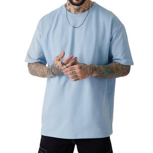 Vente chaude T-shirt à col rond à manches courtes coupe surdimensionnée pour hommes personnalisé poids lourd 100% jersey de coton polyester/coton - Product Image 3