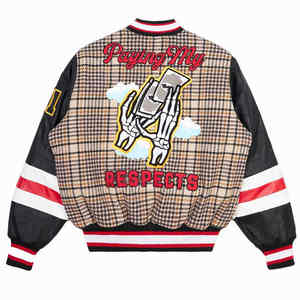 Meilleure vente de haute qualité chenille broderie hommes collège personnalisé baseball Bomber Letterman cuir veste universitaire pour hommes - Product Image 6