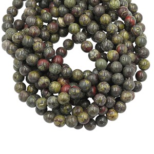 Cuentas de Jaspe Sanguino Natural de 10 a 12 mm, Forma Redonda Lisa, Hilo de 15 Pulgadas para la Fabricación de Joyas - Product Image 1
