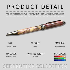 Premium 0.7mm Twist Stylo À Bille 100% Vietnam À La Main Stabilisé Bois Serpentine Série-Cadeau D'entreprise - Product Image 2