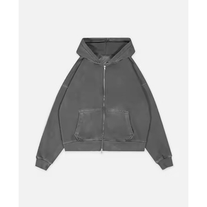 Sweats à capuche zippés pour hommes personnalisés, en polaire de haute qualité, respirants, unis, teints en fil, doublés, pour le sport en plein air, décontractés, streetwear - Product Image 1