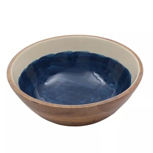 Bol en bois moderne et léger avec finition émaillée, en bois naturel écologique, pour salade, soupe, riz, service de table et fêtes - Product Image 1