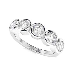 Anillo de boda de media eternidad con diamantes de corte redondo para mujer - Product Image 3
