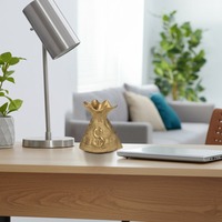 Tirelire en métal doré en forme de sac d'argent avec serrure à clé décorative pour adultes et enfants – Un moyen élégant de gagner et de récolter de l'argent, idéal comme cadeau