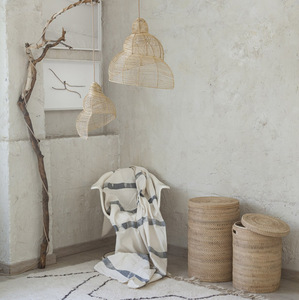 Rattan Hanging Lampshade Natural <b>Wicker</b> Pendant Shade Sculptural Design Decorative <b>Ceiling</b> <b>Light</b> For Living Dining And Bedroom - Product Image 6