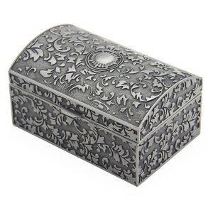 Embossed Luxury Design Hand Made Metal Silver Colour Decorative Jewellery <b>Box</b> for <b>Rings</b> Necklace & Pendant - Product Image 1